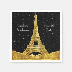 Serviette En Papier Ciel de Paris en or #2 Black Starry Sweet 16 SQ