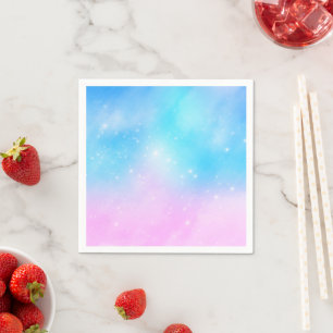 Serviette En Papier Ciel dégradé pastel rose et bleu