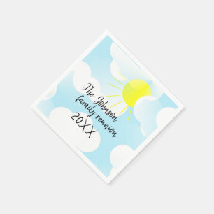 Serviette En Papier Ciel d'été bleu ensoleillé avec nuages pour réunio