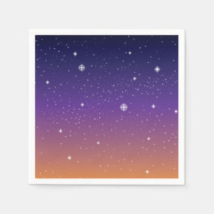 Serviette En Papier Ciel étoilé de coucher de soleil violet et or