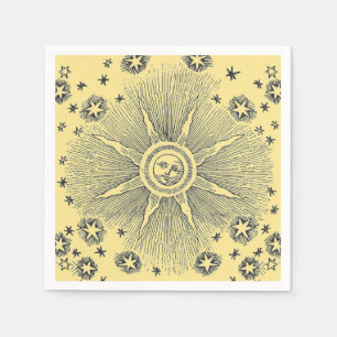 Serviette En Papier Ciel Nocturne Antique Étoiles Soleil Zodiaque Médi