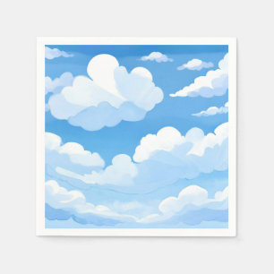 Serviette En Papier Ciel Plein de Nuages   Peinture de Ciel Bleu à l'A
