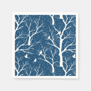Serviette En Papier Ciel vintage Oiseaux blancs Snowflakes