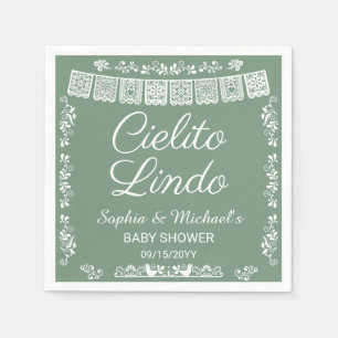 Serviette En Papier Cielito Lindo Baby Shower Vert Sauge