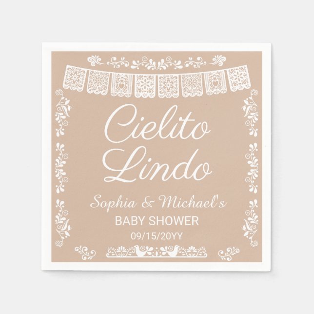Serviette En Papier Cielito Lindo Beige Baby Shower (Devant)
