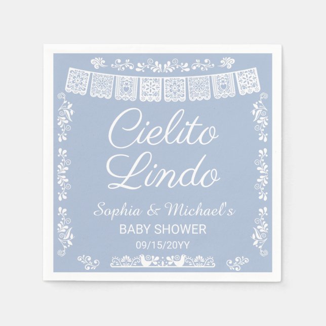 Serviette En Papier Cielito Lindo Blue Baby Shower (Devant)