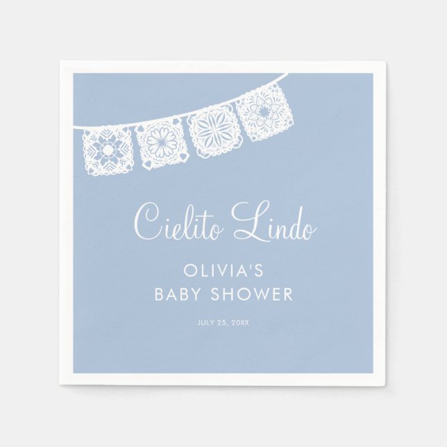 Serviette En Papier Cielito Lindo Papel Picado Baby shower bleu (Devant)
