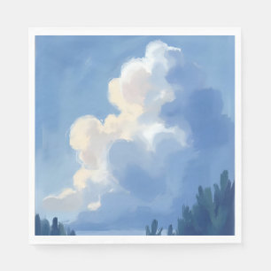Serviette En Papier Cieux nuageux Peinture à l'aquarelle de la forêt