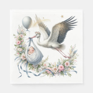 Serviette En Papier Cigogne Baby Shower 