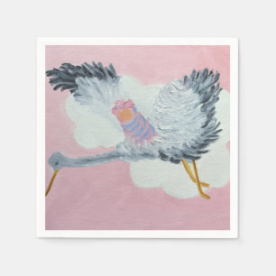 Serviette En Papier cigogne et bébé fille Cocktail serviettes