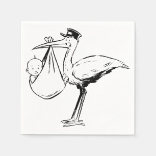 Serviette En Papier Cigogne tenant les serviettes de papier d'un béb