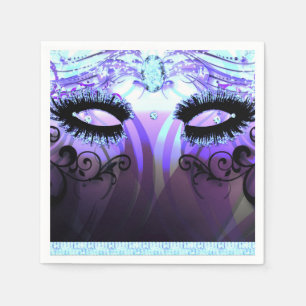 Serviette En Papier Cils Glamour Violet Masquerade Fête Personnalisé