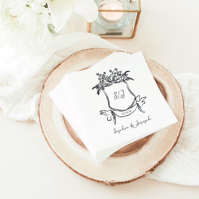 Serviette En Papier Cimetière à main avec Mariage Monogramme (Créateur téléchargé)