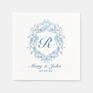 Serviette En Papier Cimier Bleu Personnalisé Mariage Cocktail Serviett