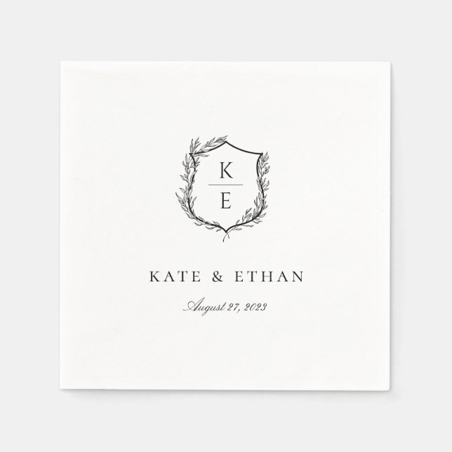 Serviette En Papier Cimier Botanique Monogramme Mariage serviettes (Devant)