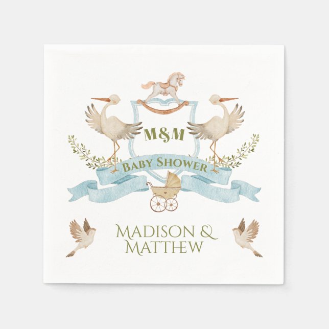 Serviette En Papier Cimier Crest Aquarelle bébé garçon douche (Devant)