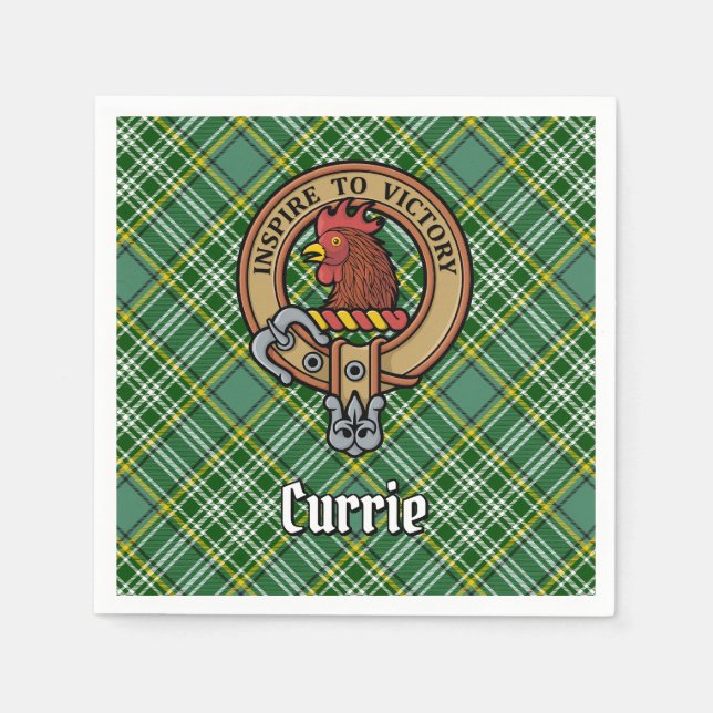 Serviette En Papier Cimier de coq Clan Currie sur Tartan (Devant)
