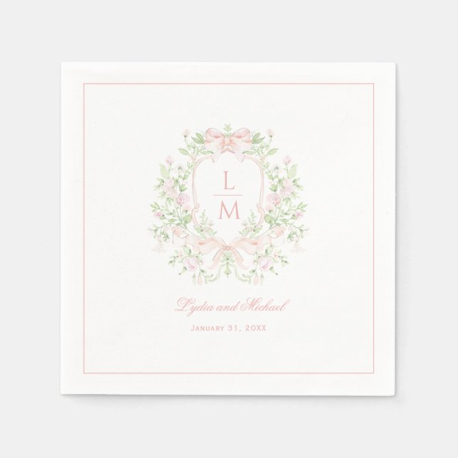 Serviette En Papier Cimier doux avec vaches roses blanches | Mariage m (Devant)