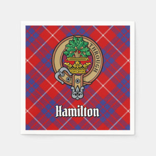 Serviette En Papier Cimier du clan Hamilton sur tartan rouge
