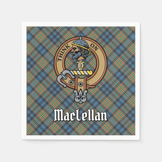 Serviette En Papier Cimier du clan MacLellan sur tartan ancien (Devant)