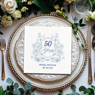 Serviette En Papier Cimier Élégant Vintage 50e Anniversaire de Mariage