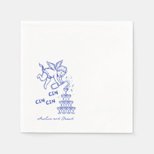Serviette En Papier Cin Cin Cherub Cupid Personnalisé Dessiné à la Mai