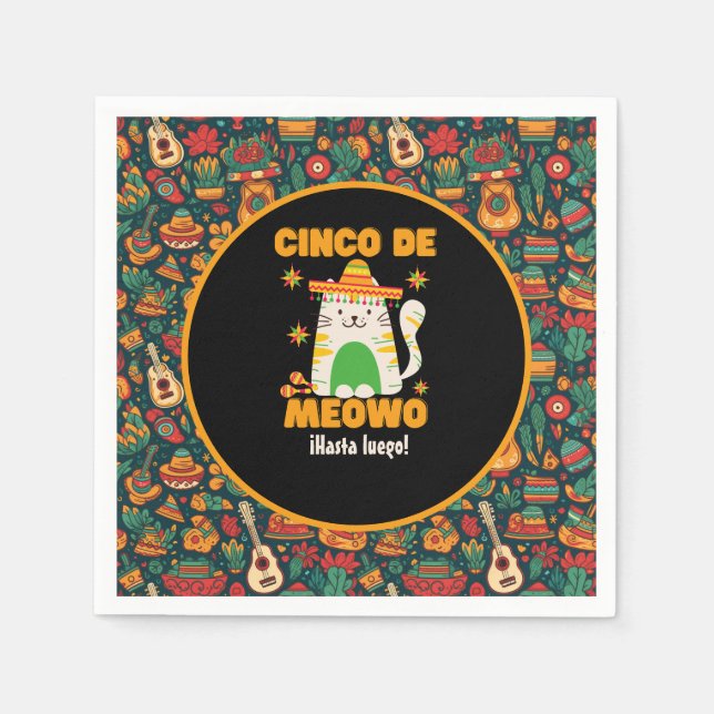 Serviette En Papier Cinco De Mayo - Cute Cat (Devant)