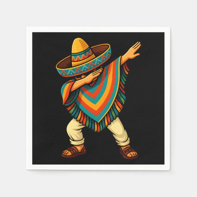 Serviette En Papier Cinco de Mayo Dabbing Mexicain Poncho (Devant)