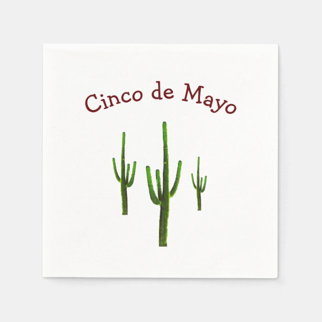 Serviette En Papier Cinco de Mayo Désert Saguaro Cactus (Devant)