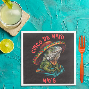 Serviette En Papier Cinco de Mayo Iguana portant Sombrero & Serape