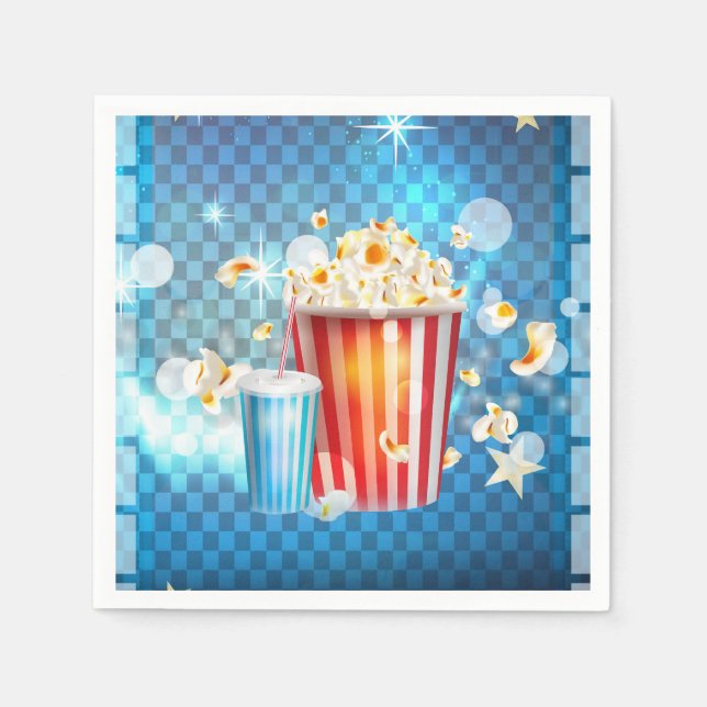Serviette En Papier Cinéma Cinéma Nuit Popcorn Soda Party (Devant)