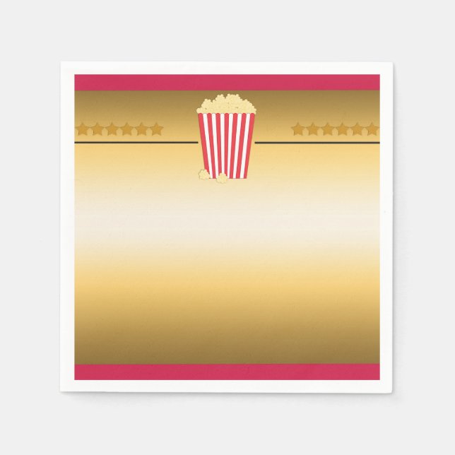 Serviette En Papier Cinema Movie Popcorn Billets Anniversaire (Devant)