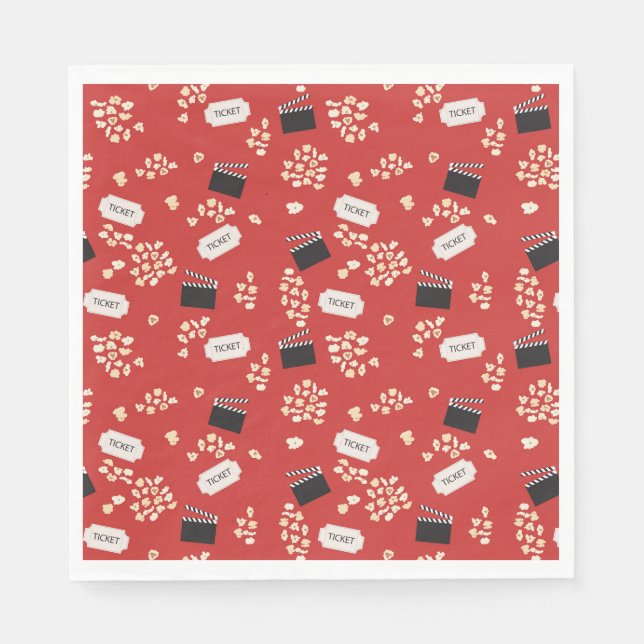 Serviette En Papier Cinéma Popcorn Retro (Devant)