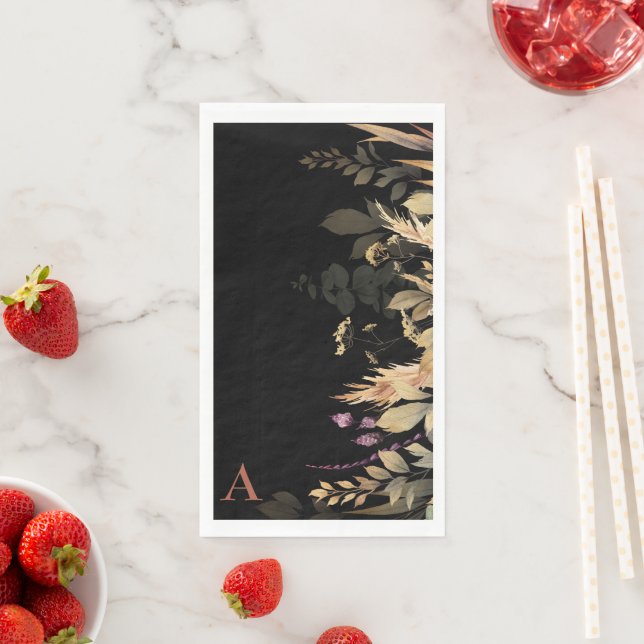 Serviette En Papier Cinnamon Monogram Fall Folid Noir (En situation)