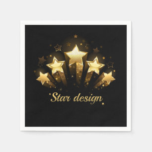 Serviette En Papier Cinq étoiles d'or en noir