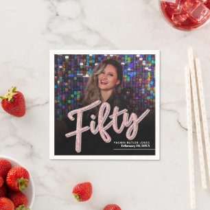 Serviette En Papier Cinquante 50e anniversaire script photo personnali