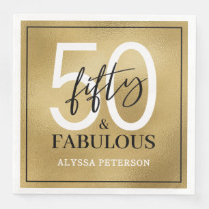 Serviette En Papier Cinquante ans et Fabuleux Texte 50e Anniversaire