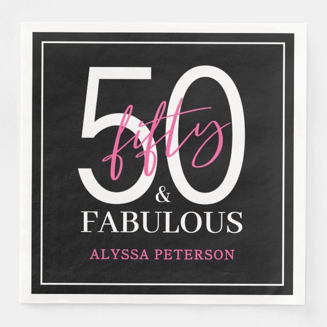 Serviette En Papier Cinquante ans et Fabuleux Texte 50e Anniversaire (Devant)