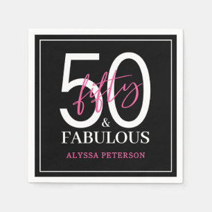 Serviette En Papier Cinquante ans et Fabuleux Texte 50e Anniversaire