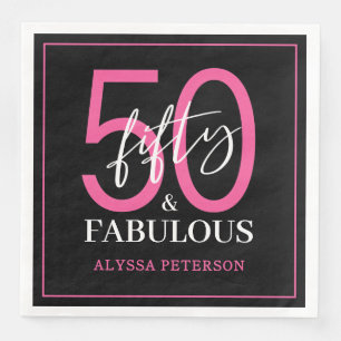 Serviette En Papier Cinquante ans et Fabuleux Texte 50e Anniversaire