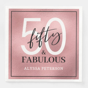 Serviette En Papier Cinquante ans et Fabuleux Texte 50e Anniversaire
