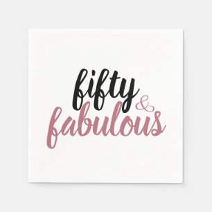 Serviette En Papier Cinquante ans et Fabulueuse Rose Gold Noir Fête d'