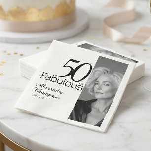 Serviette En Papier Cinquante ans et Fantastique Nom Date 50e Photo Fê