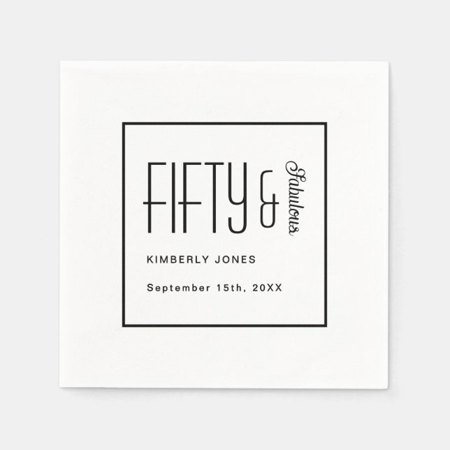 Serviette En Papier Cinquante ans moderne et fabuleux Fête d'anniversa (Devant)