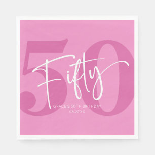 Serviette En Papier Cinquante-cinquantième anniversaire rose