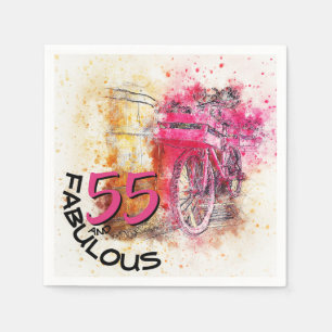 Serviette En Papier Cinquante-cinquième anniversaire d'aquarelle de