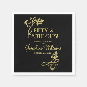 Serviette En Papier Cinquante et fabuleux anniversaire Black Gold    