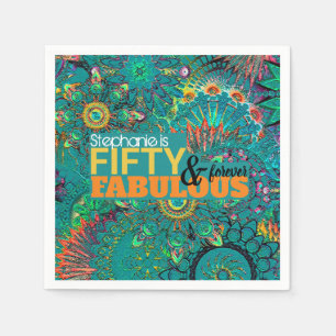 Serviette En Papier Cinquante et fabuleux coloré Bleu Bohème