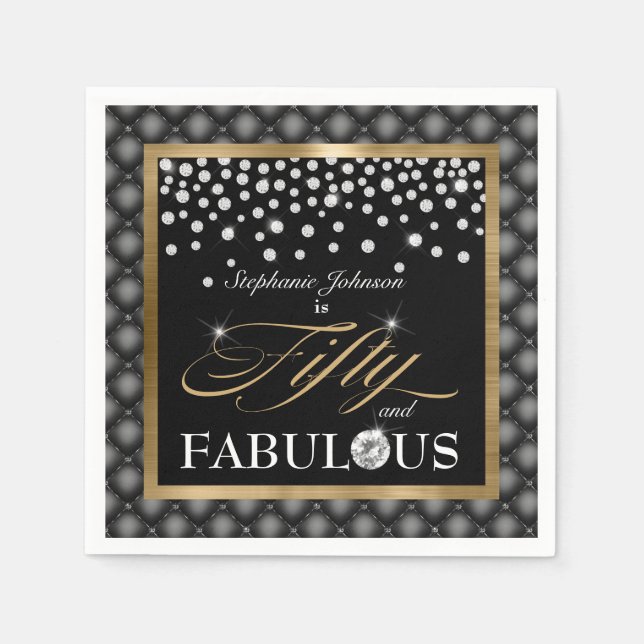 Serviette En Papier Cinquante et fabuleux Diamants d'or noir Glamour (Devant)