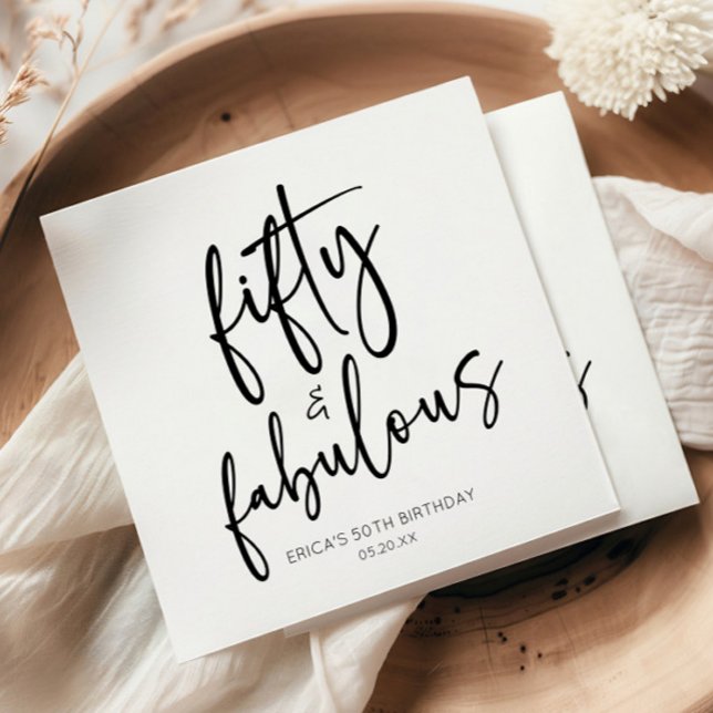 Serviette En Papier Cinquante et fabuleux Minimal 50e fête d'anniversa (Créateur téléchargé)